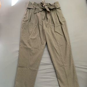J. Crew Paperbag Waist Belted Gray Stretch Pants